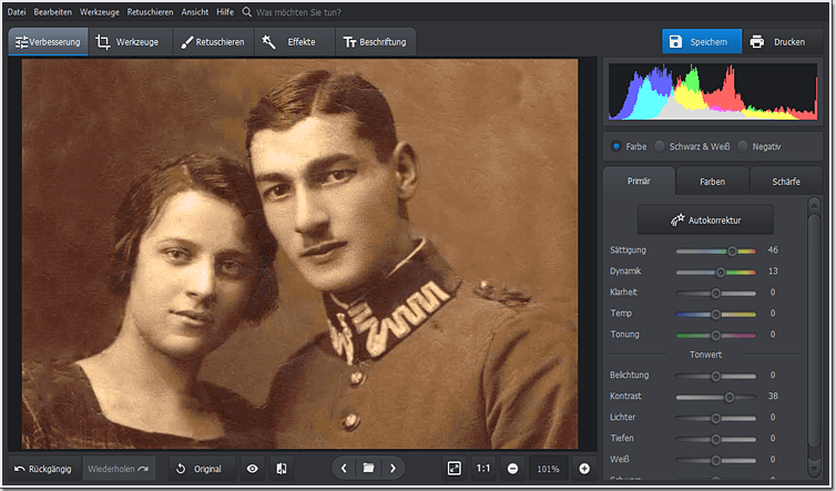 Steigern Sie die Farbintensität Ihres alten Fotos